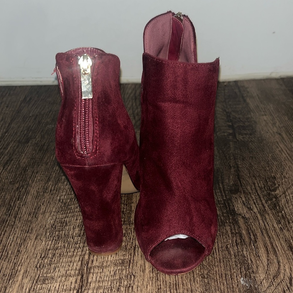 Maroon Suede Ankle Boots
